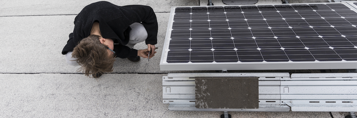 inspecting a solar panel